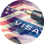 VISA document and US flag