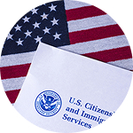 Immigration Document with US flag behing